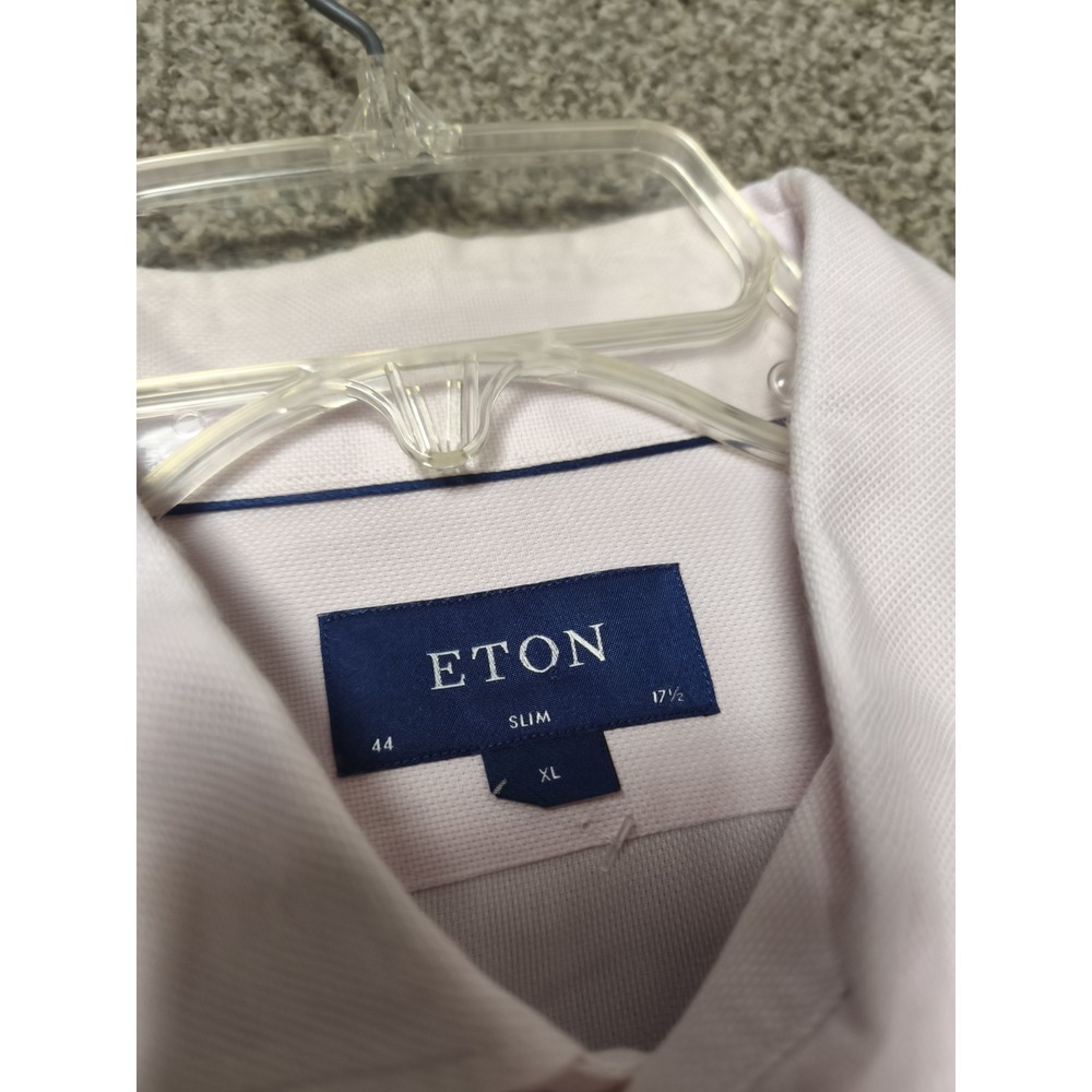 Eton Slim Fit Dress Shirt Mens XL 44 17.5 Light Pink Button Up Long Sleeve - Picture 5 of 9